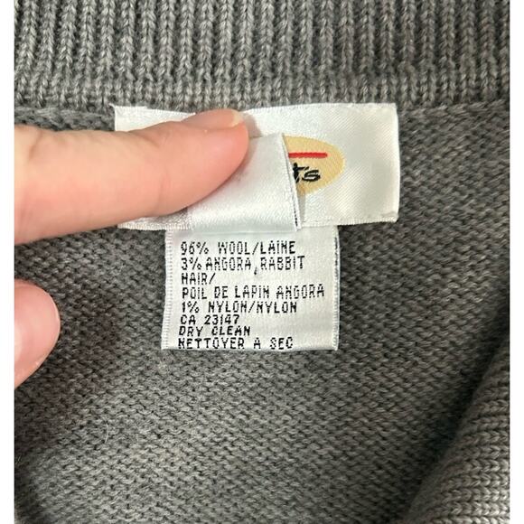 Vintage Talbots Women’s Gray Blue Fair Isle Wool Angora Knit Sweater Full Zip XL - Picture 8 of 9